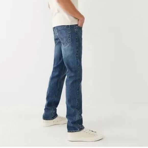 True Religion Genius Relaxed Slim Vintage Denim Jeans Big T No Flap. Brand New! - Picture 2 of 16